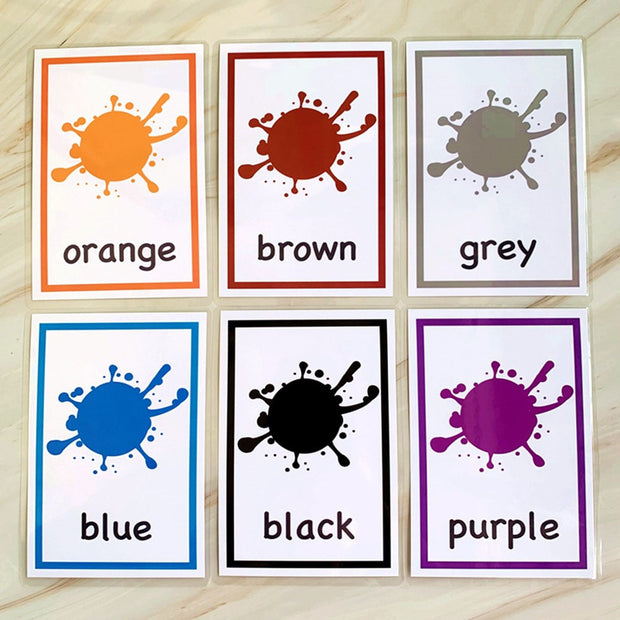12Pcs Kids English Learning Word Cards Color Flash Cards Learning toys for Children Color Cognition Memory Education Montessori - Playfulleaps