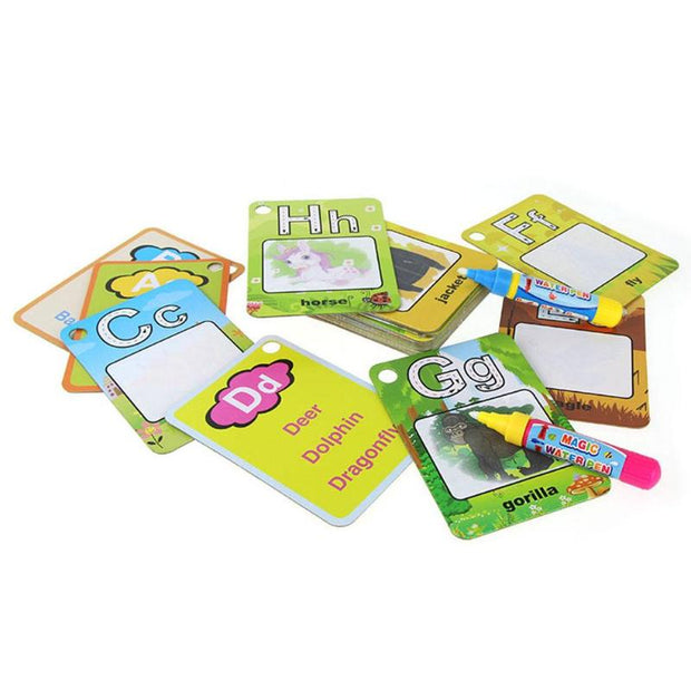 Water drawing learning cards designed for interactive and educational art activities for children.