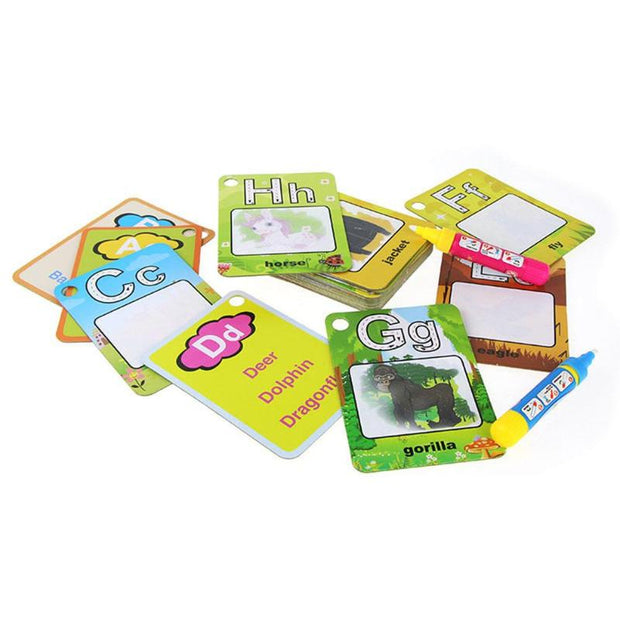 Water drawing learning cards designed for interactive and educational art activities for children.