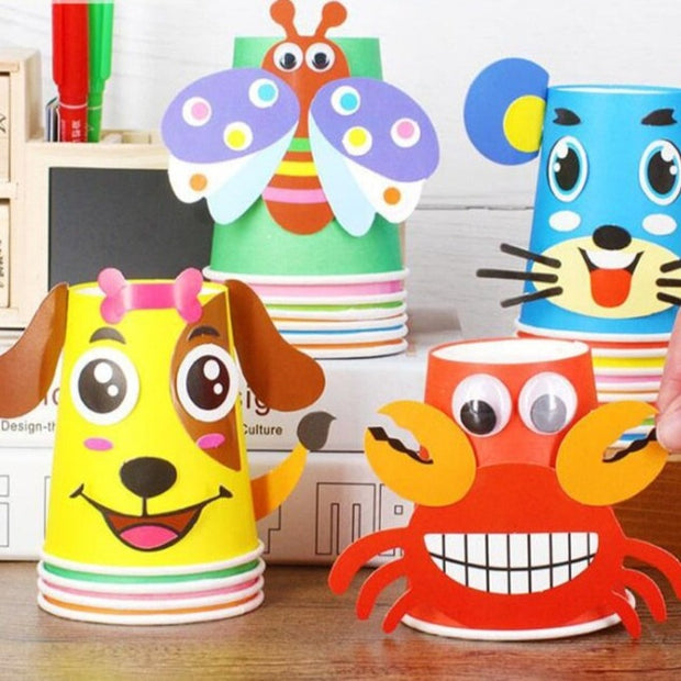 12pcs Children 3d Diy Handmade Paper Cups Sticker Material Kit Whole Set Kids Kindergarten School Art Craft Educational Toys Gyh - Playfulleaps