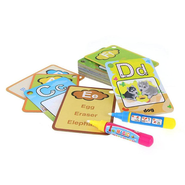 Water drawing learning cards designed for interactive and educational art activities for children.