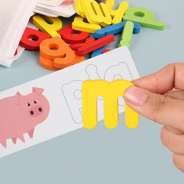 Children Puzzle Wooden Spelling Word Kids Letter Games Kindergarten Teaching Aids English Alphabet Learning Educational Toys - Playfulleaps