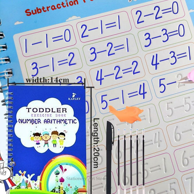 Reusable Learning Math English 3D Calligraphy Book Drawing Copybook Numbers 0-100 Education for Kids Letter Practice Toy Gifts - Playfulleaps