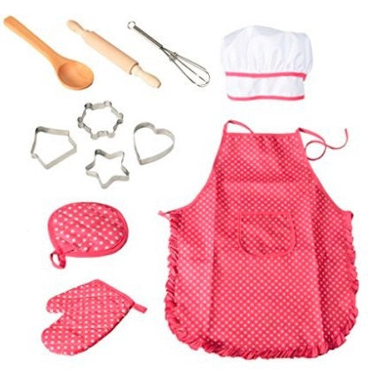 Kids Pretend Play Set Kitchen Apron Baking Tools Stainless Steel Kitchenware Simulation Cutting Fruit Toy Birthday Gift XPY - Playfulleaps